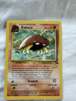 Kabuto Gold W Stamp Stamped Pokemon Card - WOTC Promo - Fossil - 50/62 - Image 1