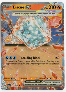 Eiscue ex 042/197 Obsidian Flames Holo Pokemon Card - Image 1