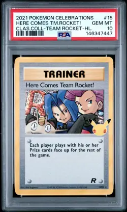 2021 Pokemon Celebrations Classic Team Rocket Here Comes Team Rocket Holo PSA 10 - Image 1