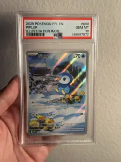 2025 POKEMON PFL EN-PHANTASMAL FLAMES ILLUSTRATION RARE #098 PIPLUP PSA 10 - Image 1
