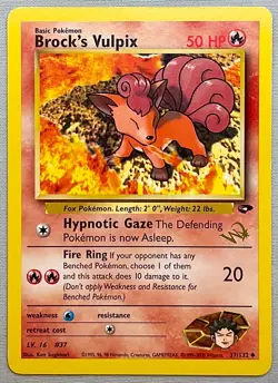 Pokemon Brock's Vulpix #37/132 W Gold Stamp Promo - 2000 Gym Challenge Set - LP - Image 1