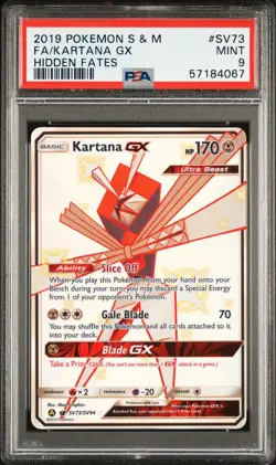 2019 POKEMON SUN & MOON HIDDEN FATES #SV73 FULL ART/KARTANA GX PSA 9 - Image 1