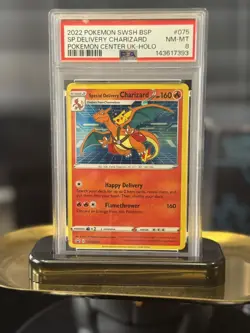 2022 POKEMON SWSH BLACK STAR PROMO #075 SPECIAL DELIVERY CHARIZARD-HOLO PSA 8 - Image 1