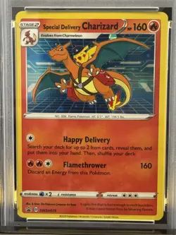 2022 POKEMON SWSH BLACK STAR PROMO #075 SPECIAL DELIVERY CHARIZARD-HOLO PSA 8 - Image 2