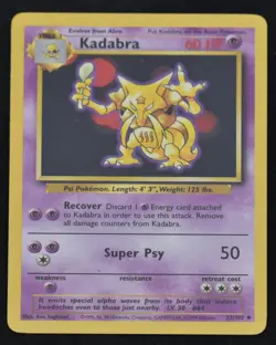 Kadabra 32/102 Base Set Unlimited Near Mint Uncommon Pokemon - Image 2