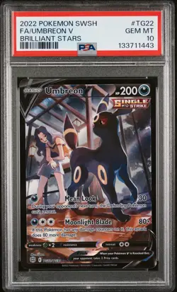 2022 POKEMON SWORD & SHIELD BRILLIANT STARS #TG22 FULL ART/UMBREON V PSA 10 - Image 1