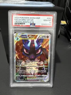 2023 POKEMON SWSH BLACK STAR PROMO #291 FULL ART/LUCARIO VSTAR PSA 10 - Image 1