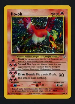 Ho-oh 7/64 Neo Revelation Unlimited Double Holo Error Swirl Pokemon TCG - Image 1