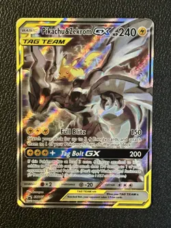 2019 Pokemon Pikachu And Zekrom Gx SM168 Black Star Promo Tag Team - Image 1