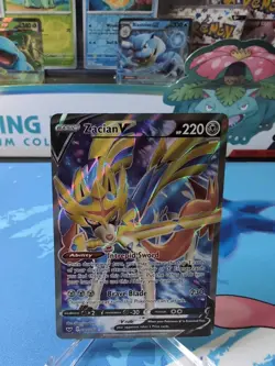 Zacian V - 195/202 - Pokemon Sword & Shield Base Set Full Art Rare Card NM - Image 1