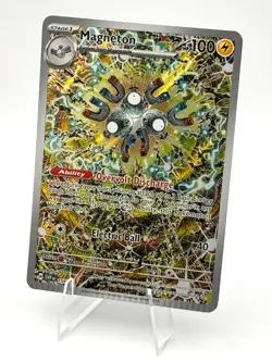 Crimped error Magneton Promo Surging Sparks Pokemon card - Image 1