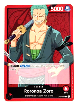 Roronoa Zoro - OP01-001 L - Leader Card - Romance Dawn - One Piece CCG - Image 1
