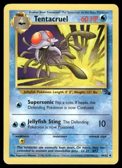 Pokemon Cards Tentacruel 44/62 Unlimited Fossil WOTC Uncommon LP *3 - Image 1