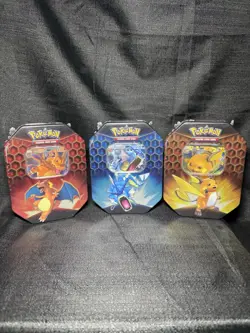 Pokemon Hidden Fates GX Tins Art Set of 3 - Charizard Raichu Gyarados - Sealed - Image 1