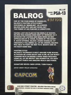 Street Fighter 2: Champion Edition PSA-13 Promo Card BALROG Blue 49/100 - Image 2
