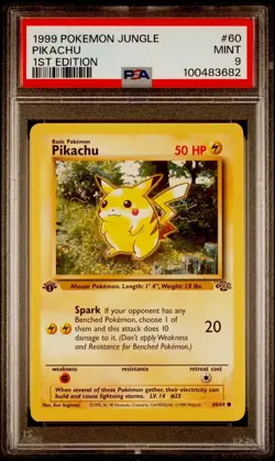 1999 Pokemon Jungle Pikachu 1st Edition #60 PSA 9 - Image 1