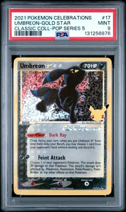 2021 POKEMON CELEBRATIONS CLASSIC COLL #17 UMBREON-GOLD STAR PSA 9 - Image 1