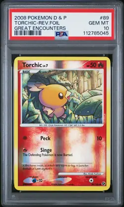 2008 POKEMON DIAMOND & PEARL GREAT ENCOUNTERS #89 TORCHIC-REVERSE FOIL PSA 10 - Image 1