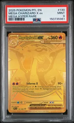2025 POKEMON PFL EN-PHANTASMAL FLAMES MEGA HYPER RARE MEGA CHARIZARD X EX PSA 9 - Image 1