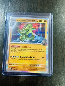 Pokemon TCG Team Rockets Tyranitar Card Stamped, 096/182, Destined Rivals - Image 1