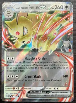 Team Rocket's Persian EX 218 Pokemon TCG Scarlet & Violet Promo Holo MINT NM - Image 1