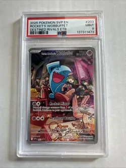 2025 POKEMON SVP EN-SV BLACK STAR PROMO #203 TEAM ROCKET'S WOBBUFFET PSA 9 - Image 1