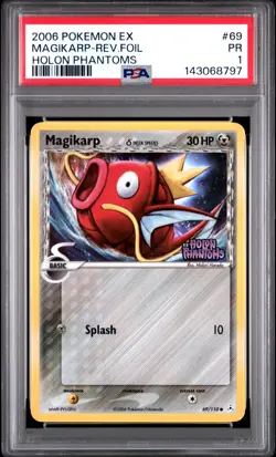 2006 POKEMON EX HOLON PHANTOMS #69 MAGIKARP-REVERSE FOIL PSA 1 - Image 1
