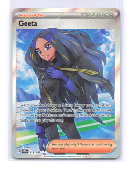 Pokemon TCG Geeta 218/197 Sv03 Obsidian Flames Full Art Double Rare Holo - LP - Image 1