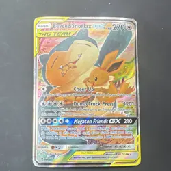Pokemon Eevee & Snorlax GX SM169 Sm Promo TAG TEAM Holo Basic 270 HP Card - Image 1