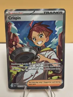 Pokemon TCG Crispin Full Art Trainer Holo Card 164/142 Stellar Crown Free Ship! - Image 1