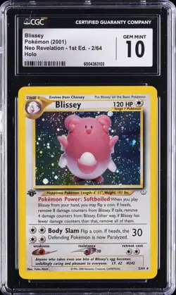 2001 POKEMON NEO REVELATION 1ST ED HOLO #2/64 BLISSEY CGC 10 GEM MINT - Image 1