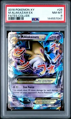 2016 POKEMON XY FATES COLLIDE #26 M ALAKAZAM EX PSA 8 - Image 1