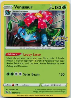 Venusaur #003/078 Holo Rare,Holo Pokemon GO - NM - Image 1