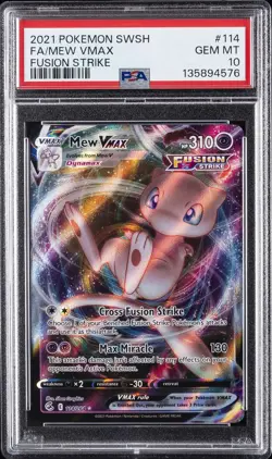 2021 POKEMON SWORD & SHIELD FUSION STRIKE #114 FULL ART/MEW VMAX PSA 10 - Image 1