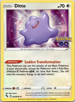 Ditto Holo Rare Pokemon GO 053/078 NM - Image 1