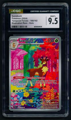 Pokemon Sawsbuck 166/162 IR Temporal Forces Full Art CGC 9.5 MINT+! - Image 1
