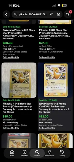 Pokemon Pikachu 10th Anniversary Black Star Promo Card #012 2006 - Image 3