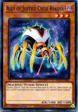 Ally Of Justice Cycle Reader HAC1-EN089 Yu-Gi-Oh! Light Play 1st Edition - Image 1