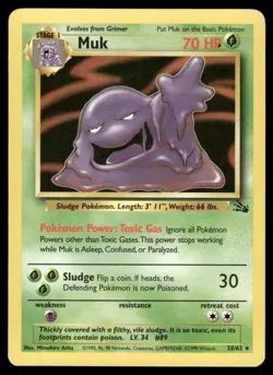 Pokemon Cards Muk 28/62 Unlimited Fossil WOTC Rare NM - Image 1