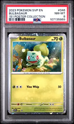 2023 POKEMON SVP EN-SV BLACK STAR PROMO 151 POSTER COLL #046 BULBASAUR PSA 8 - Image 1