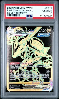2022 POKEMON SWORD & SHIELD SILVER TEMPEST #TG29 FULL ART/RAYQUAZA VMAX PSA 10 - Image 1