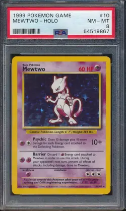 1999 Pokemon Game 10 Mewtwo Holo PSA 8 - 54519867 - Image 1