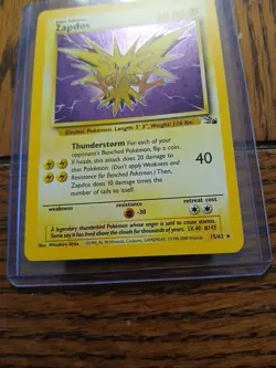 2000 Pokemon Fossil Zapdos Holo 15/62 - Image 4