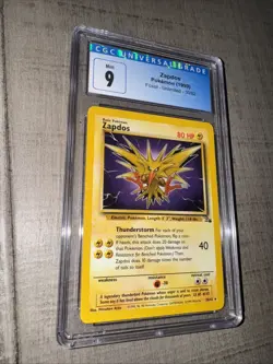 Pokemon TCG: Zapdos. Fossil Unlimited NON HOLO CGC Mint 9. - Image 1