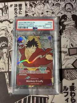 PSA 10 Monkey.D.Luffy (English Version 1st Anniversary) ST10-006 One Piece - Image 1
