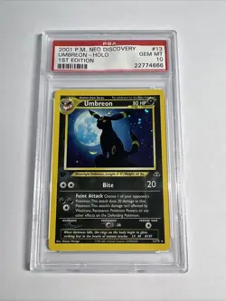 Pokemon Umbreon Neo Discovery 1st Edition Holo Rare #13 PSA 10 Gem Mint - Image 1