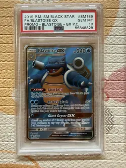 2019 POKEMON SM BLACK STAR PROMO #SM189 FULL ART BLASTOISE GX PSA 10 GEM MINT - Image 1