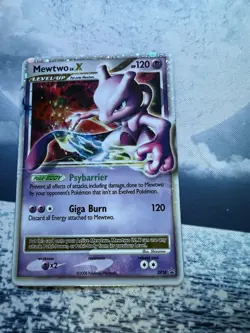 Mewtwo Lv. X 🔮 DP28 Black Star Promo Pokemon Card Vintage damaged - Image 1