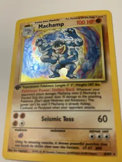 1st Edition Machamp 8/102 Base Set Holo Rare Vintage Pokemon Card - Image 4