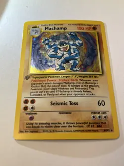 1st Edition Machamp 8/102 Base Set Holo Rare Vintage Pokemon Card - Image 5